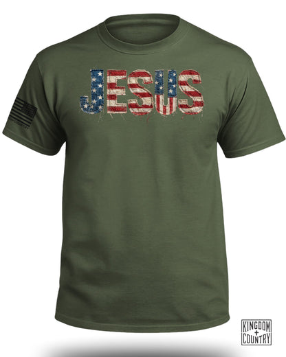 Patriotic Jesus American Flag T-Shirt