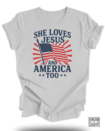 She Loves Jesus And America Too T-Shirt