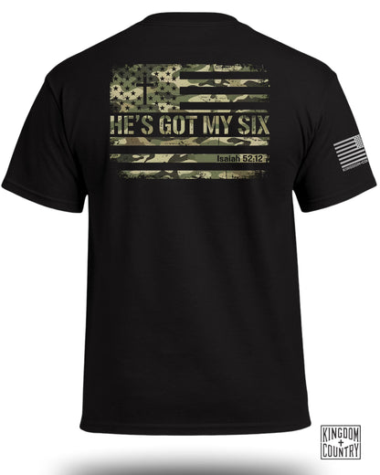 He's Got My Six Patriotic Camo T-Shirt