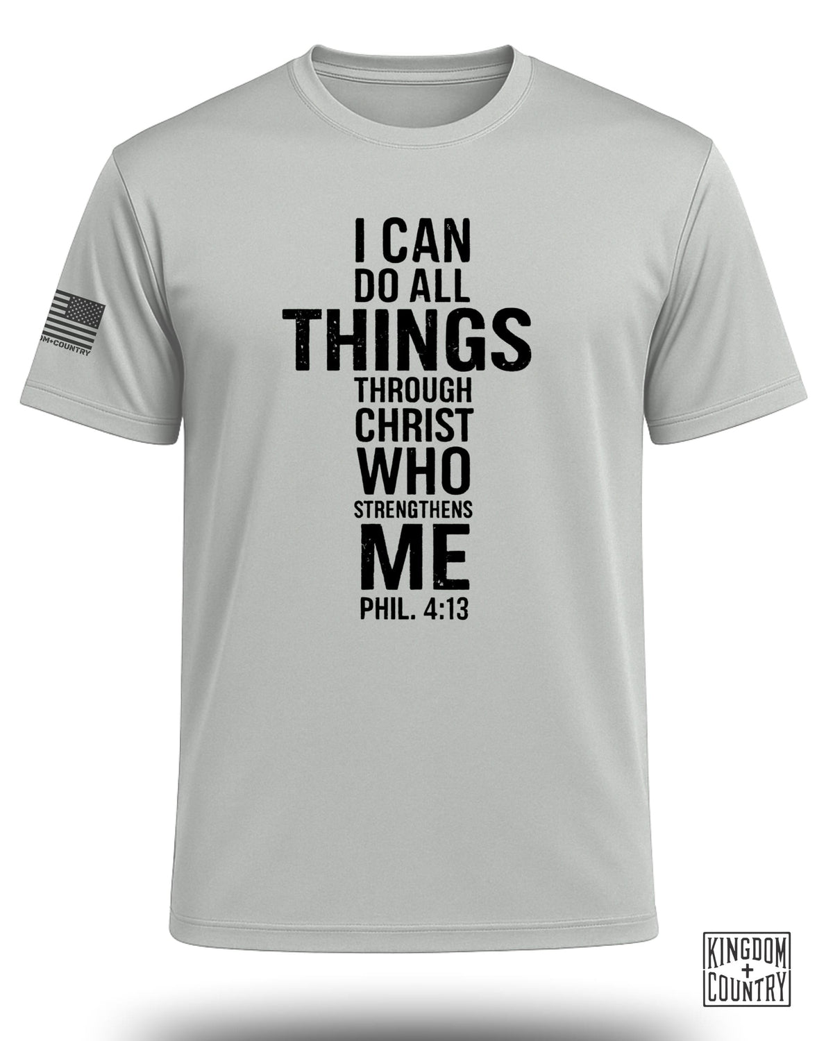 Philippians 4:13 Distressed Cross Performance Shirt