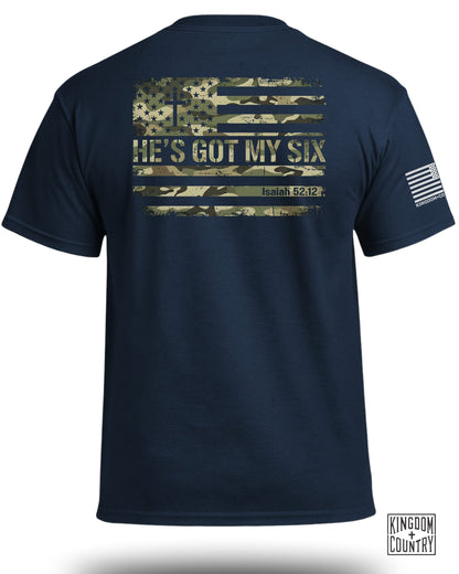 He's Got My Six Patriotic Camo T-Shirt