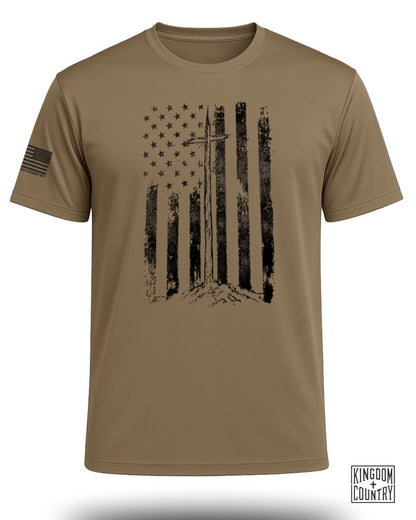Distressed Vintage USA Flag Performance Shirt
