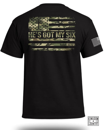 He's Got My Six Patriotic Camo T-Shirt