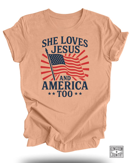 She Loves Jesus And America Too T-Shirt