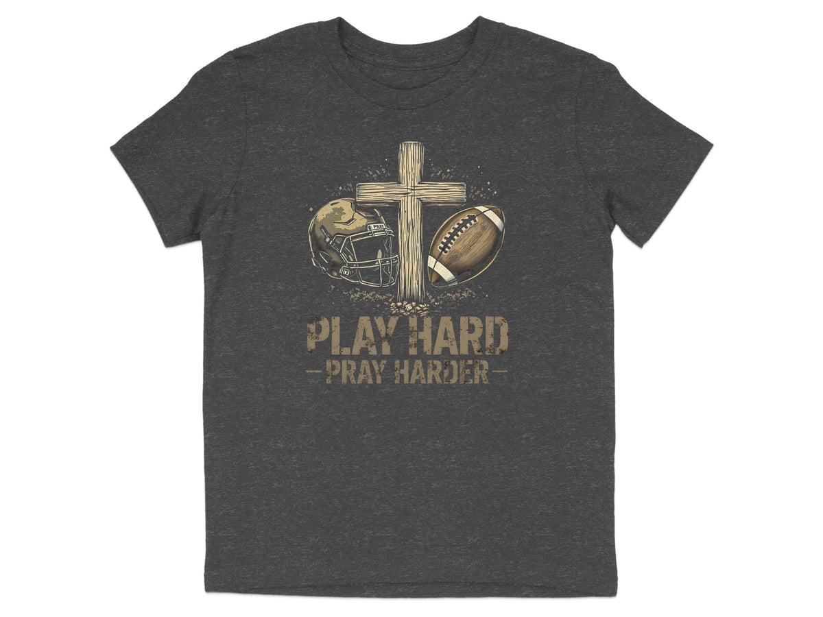 Play Hard Pray Harder Football Youth T-Shirt
