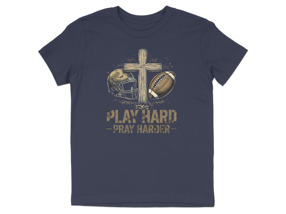 Play Hard Pray Harder Football Youth T-Shirt