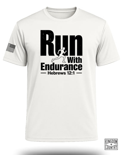 Run With Endurance Hebrews 12:1 Performance Shirt