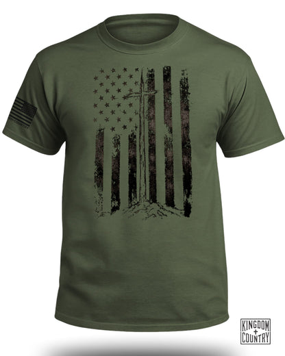 Distressed Patriotic Cross T-Shirt