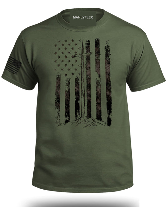 Distressed Patriotic Cross T-Shirt