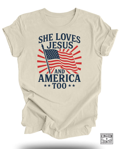 She Loves Jesus And America Too T-Shirt