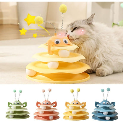 Interactive 3-Layer Cat Toy Tower