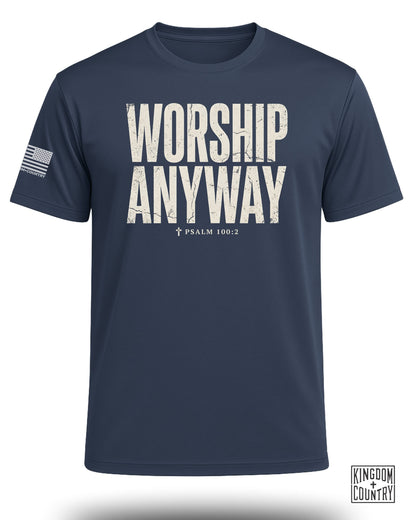 Worship Anyway Distressed Performance Shirt