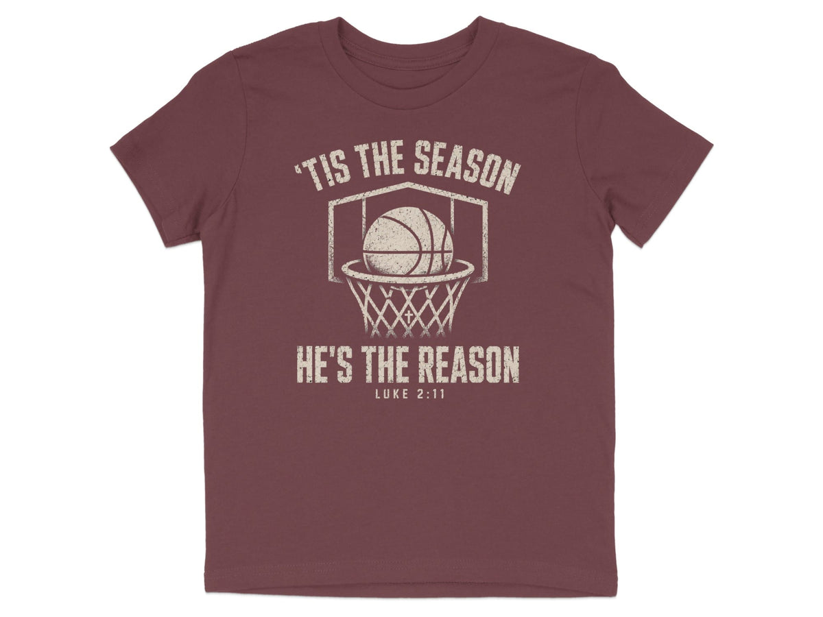 'Tis The Season He's The Reason - Basketball Youth T-Shirt