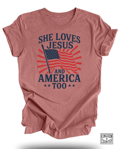 She Loves Jesus And America Too T-Shirt