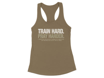 Train Hard Pray Harder Racerback Tank