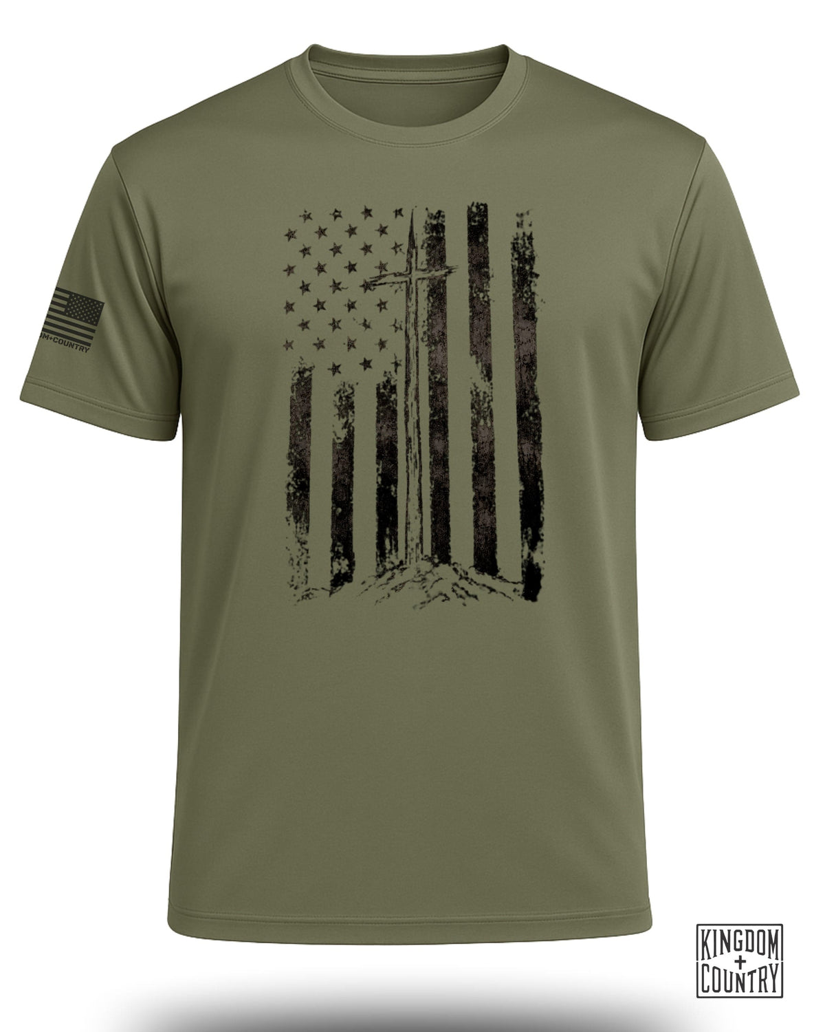 Distressed Vintage USA Flag Performance Shirt