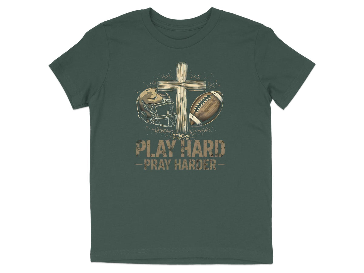 Play Hard Pray Harder Football Youth T-Shirt