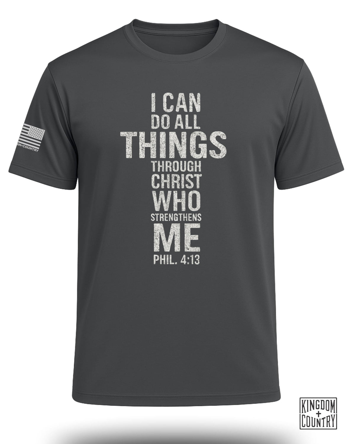 Philippians 4:13 Distressed Cross Performance Shirt