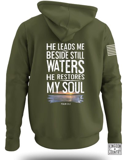 He Leads Me Beside Still Waters Hoodie