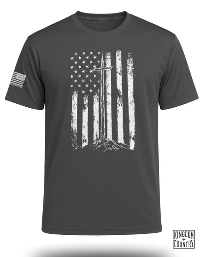 Distressed Vintage USA Flag Performance Shirt