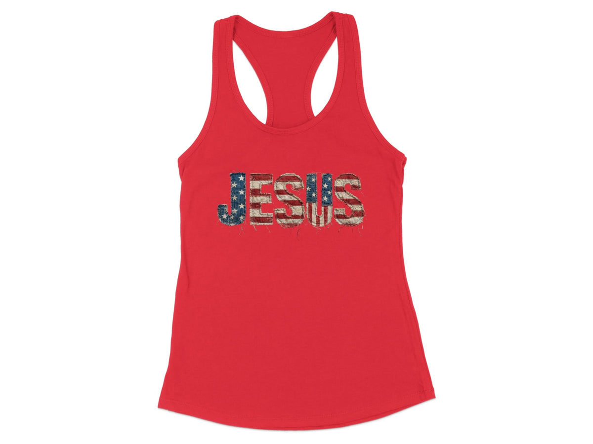 Patriotic Jesus American Flag Racerback Tank