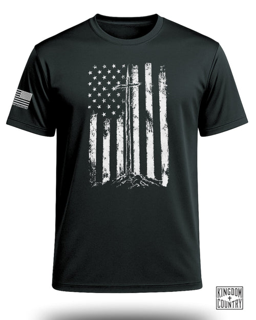 Distressed Vintage USA Flag Performance Shirt