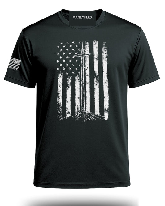 Distressed Vintage USA Flag Performance Shirt