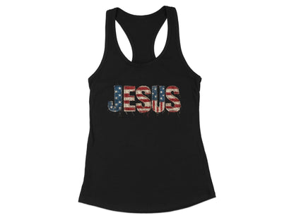 Patriotic Jesus American Flag Racerback Tank