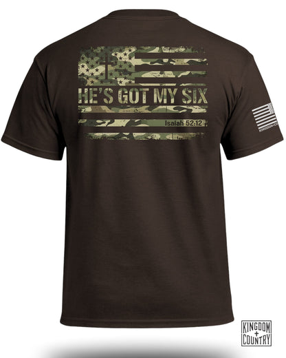 He's Got My Six Patriotic Camo T-Shirt