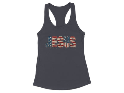 Patriotic Jesus American Flag Racerback Tank