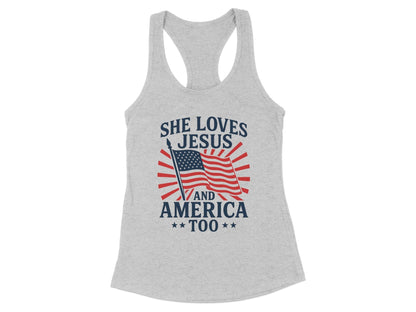She Loves Jesus and America Too Racerback Tank