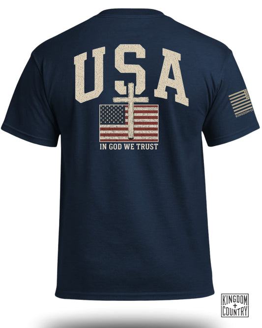 USA Flag Cross Patriotic T-Shirt