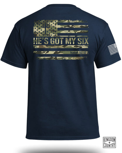 He's Got My Six Patriotic Camo T-Shirt
