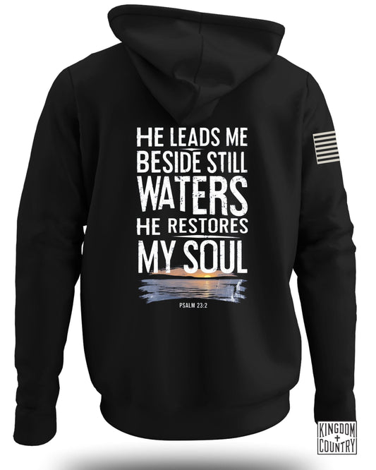 He Leads Me Beside Still Waters Hoodie