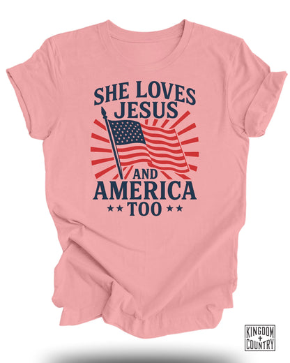 She Loves Jesus And America Too T-Shirt
