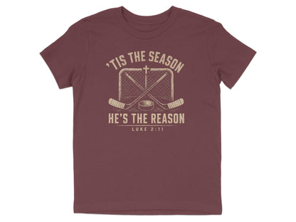 'Tis The Season He's The Reason - Hockey Youth T-Shirt