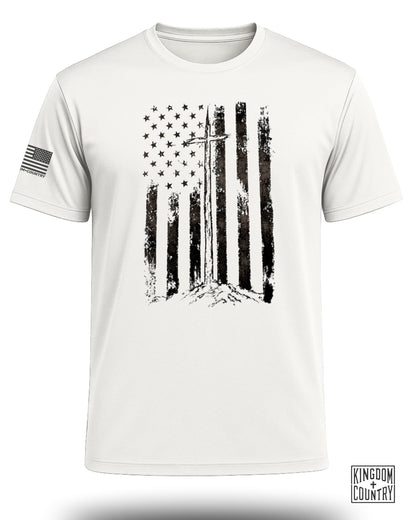 Distressed Vintage USA Flag Performance Shirt