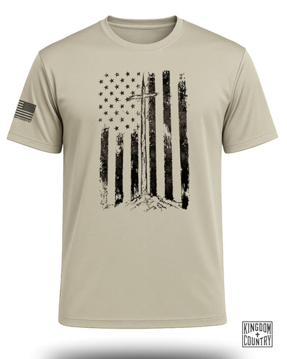 Distressed Vintage USA Flag Performance Shirt
